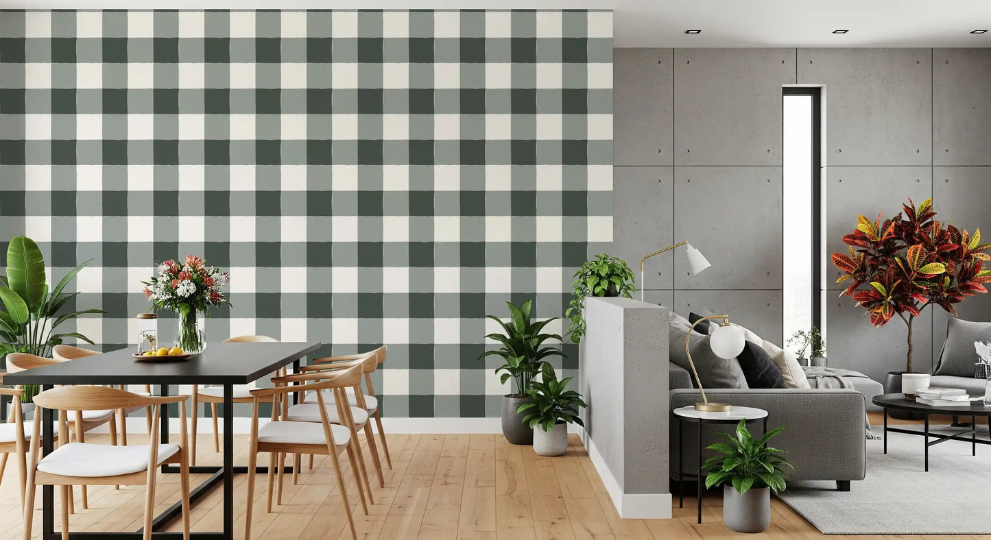Soft Slate Checkered Grid Wallpaper⁠