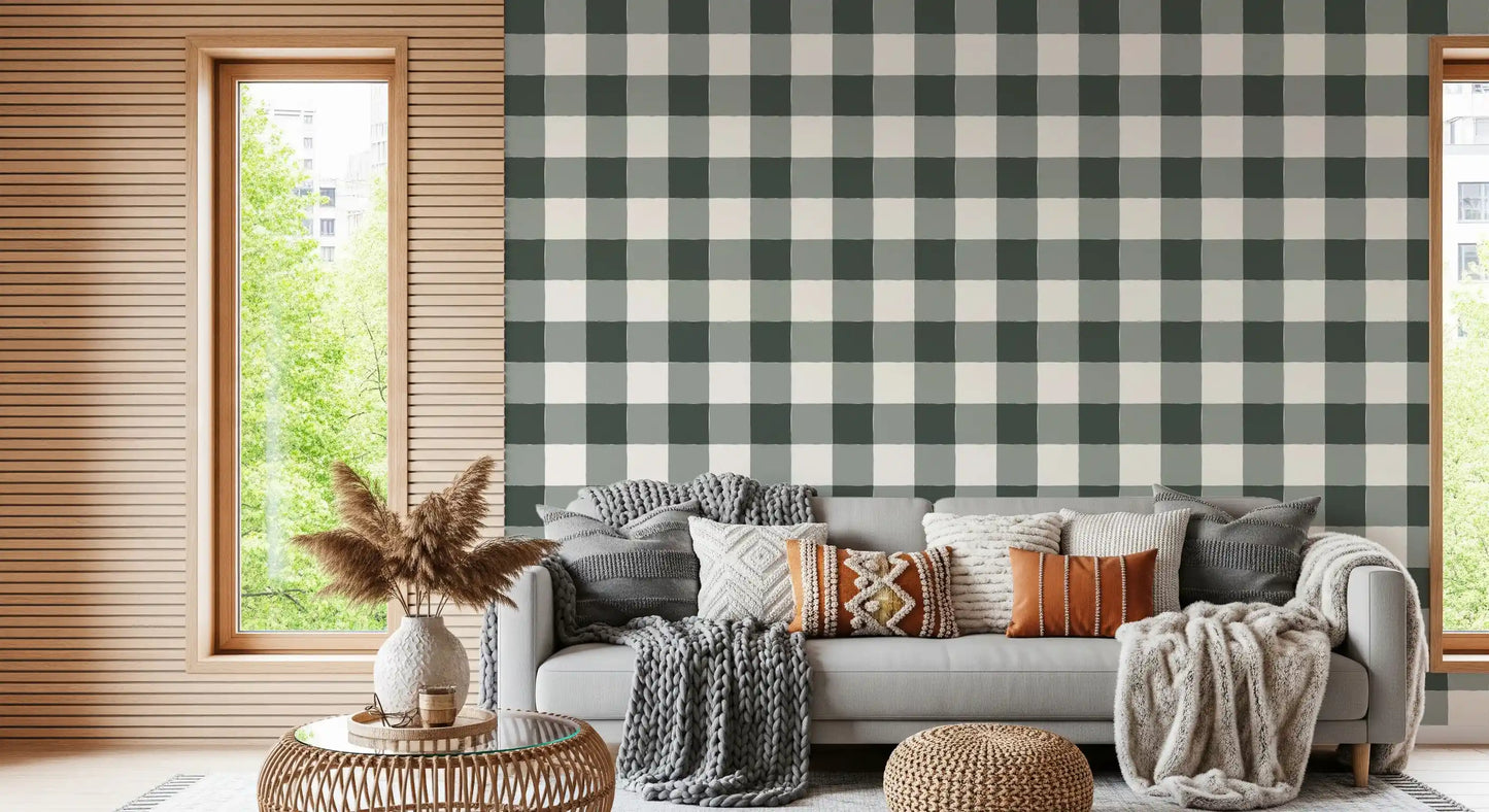 Soft Slate Checkered Grid Wallpaper⁠