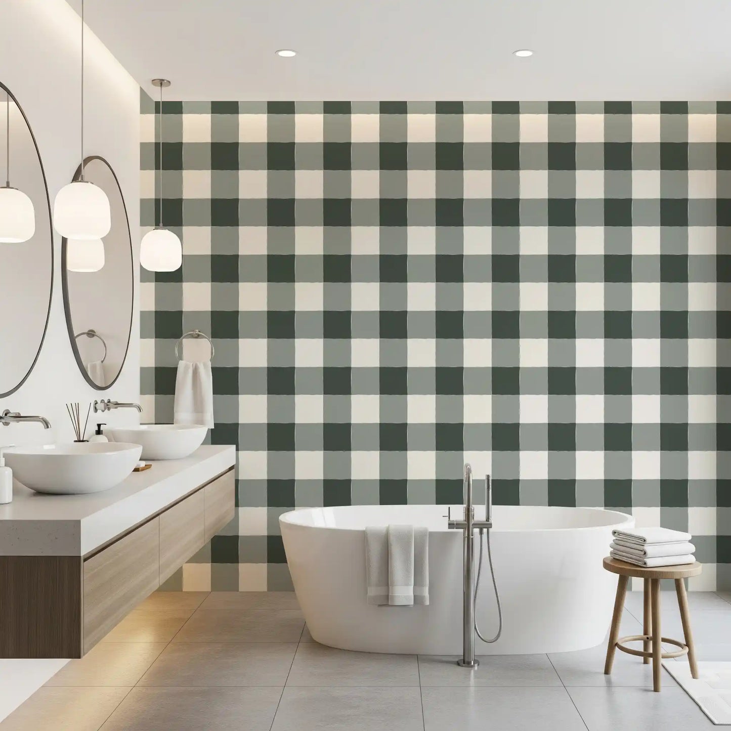 Soft Slate Checkered Grid Wallpaper⁠