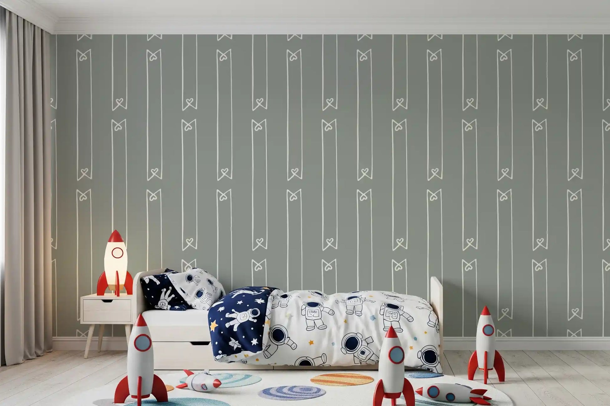 Minimalist Heart Ribbon Stripe Wallpaper⁠