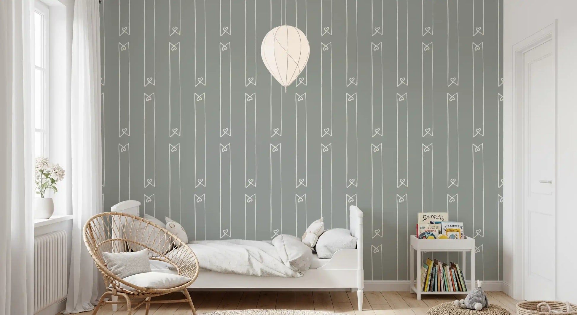 Minimalist Heart Ribbon Stripe Wallpaper⁠