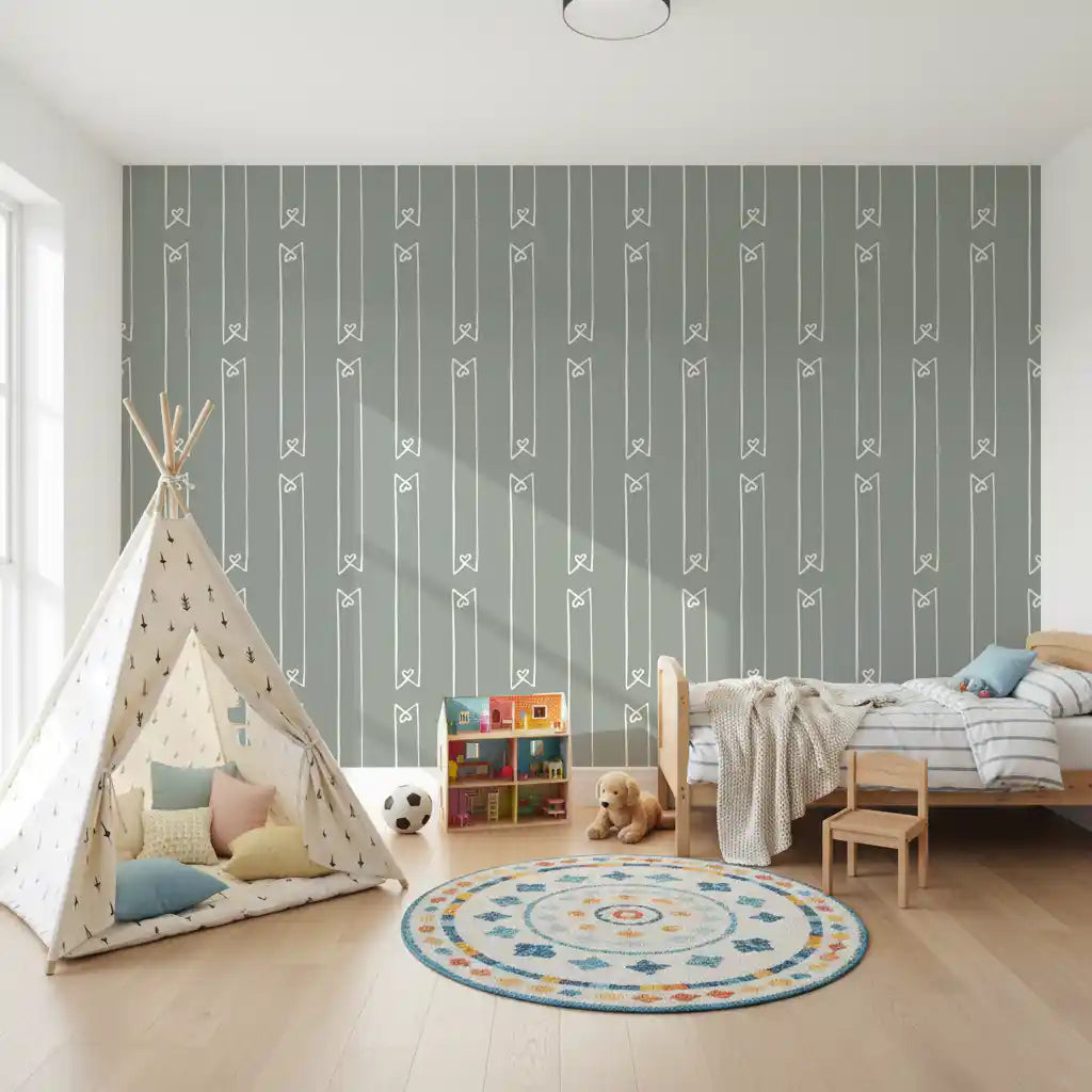 Minimalist Heart Ribbon Stripe Wallpaper⁠