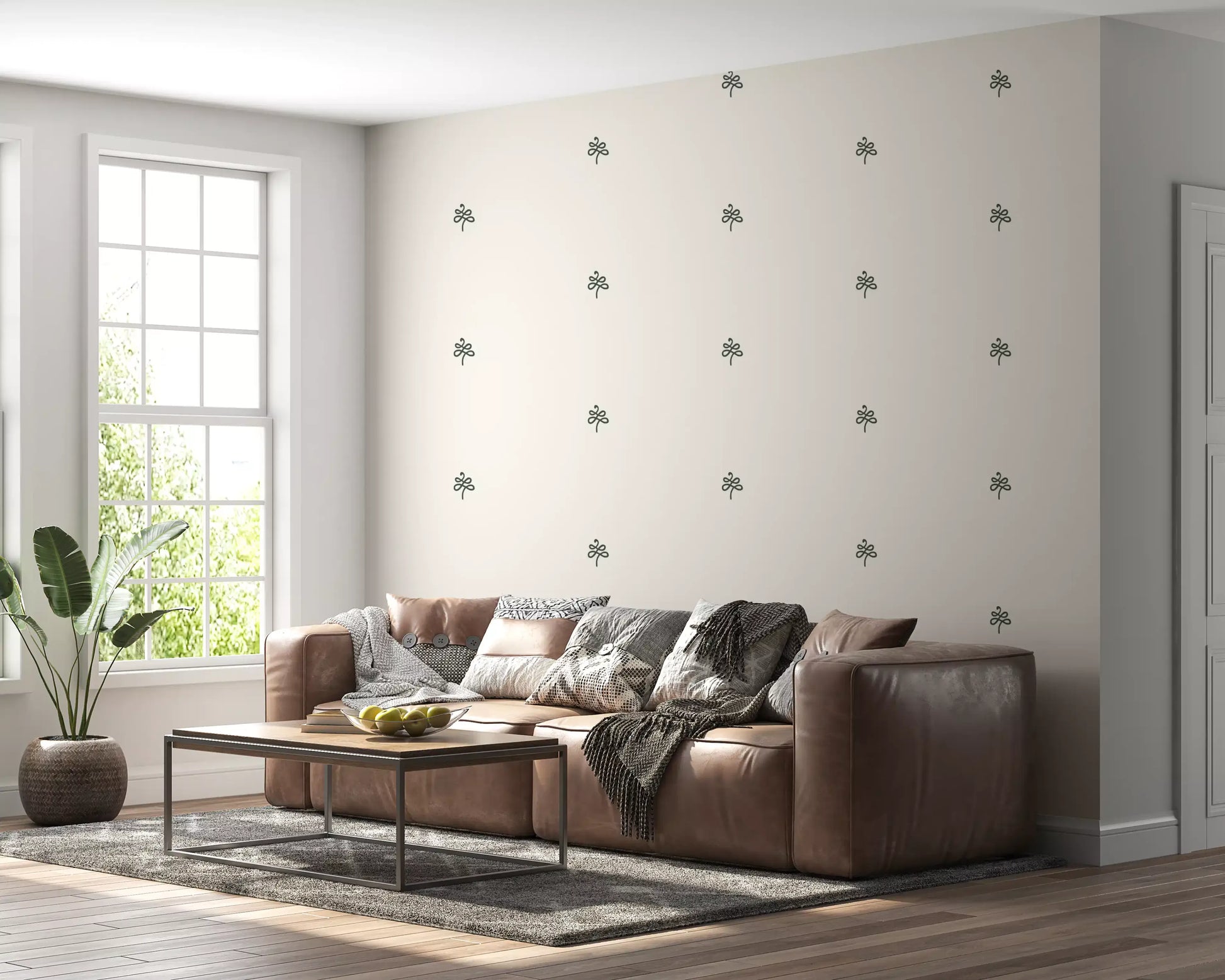Minimalist Hand-Drawn Flourish Pattern Wallpaper⁠