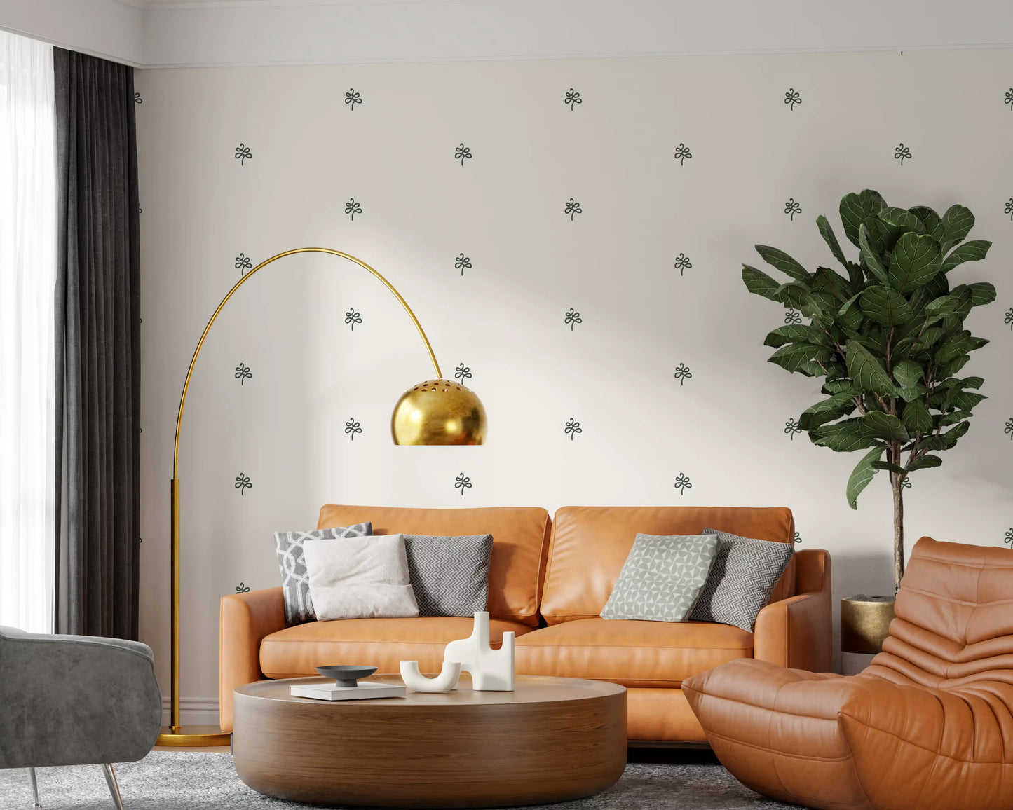 Minimalist Hand-Drawn Flourish Pattern Wallpaper⁠