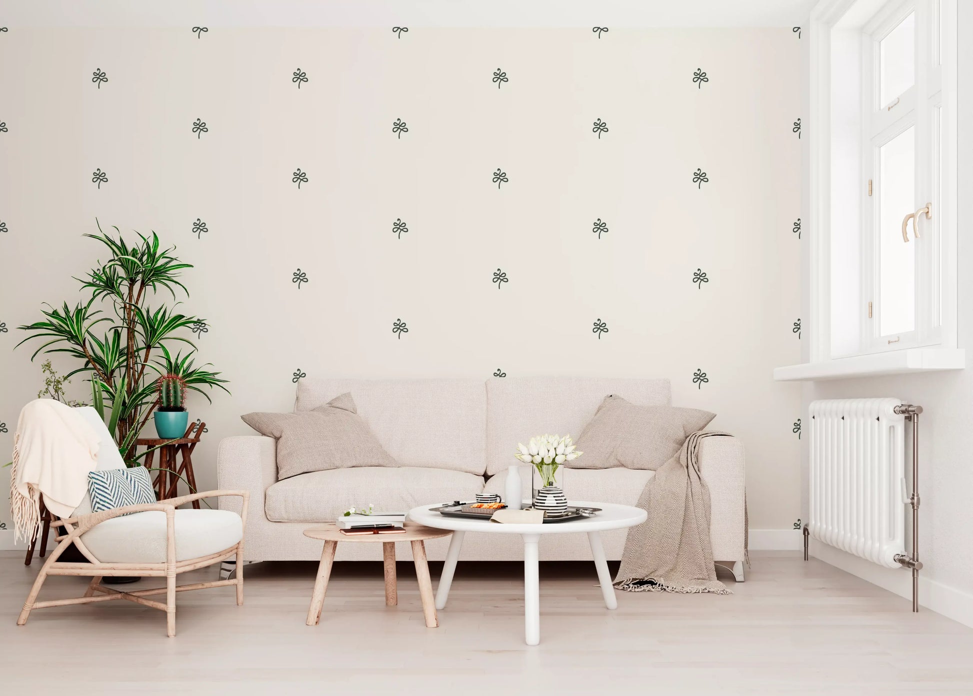 Minimalist Hand-Drawn Flourish Pattern Wallpaper⁠