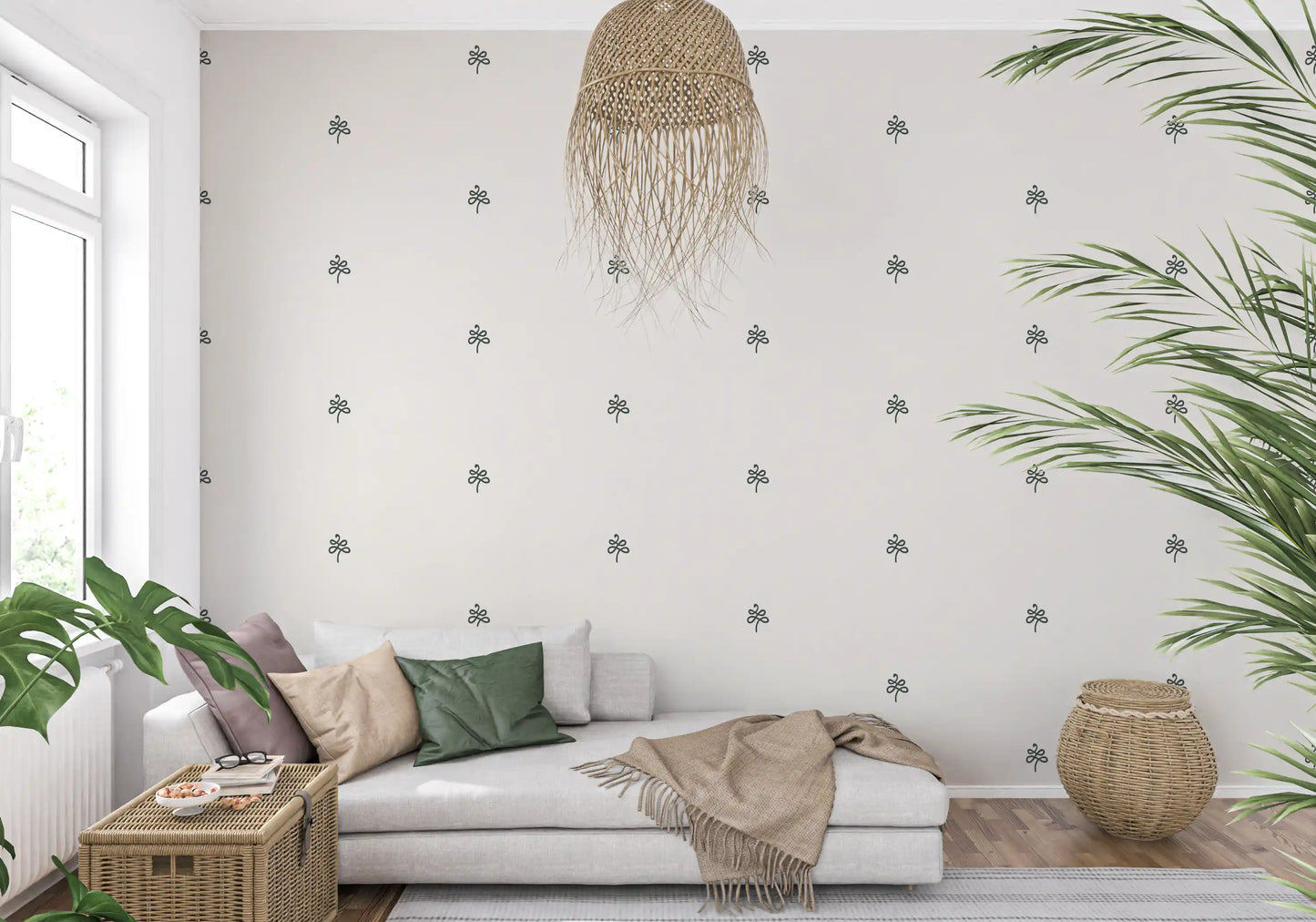 Minimalist Hand-Drawn Flourish Pattern Wallpaper⁠