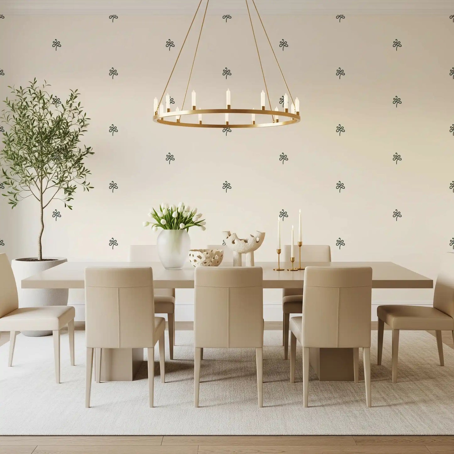 Minimalist Hand-Drawn Flourish Pattern Wallpaper⁠