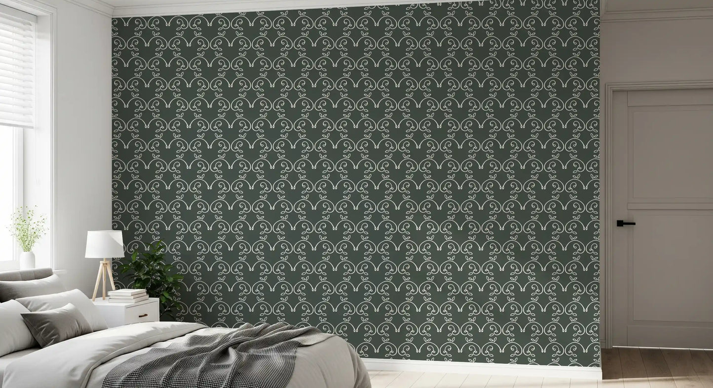 Sage Green Organic Arch Pattern Wallpaper⁠