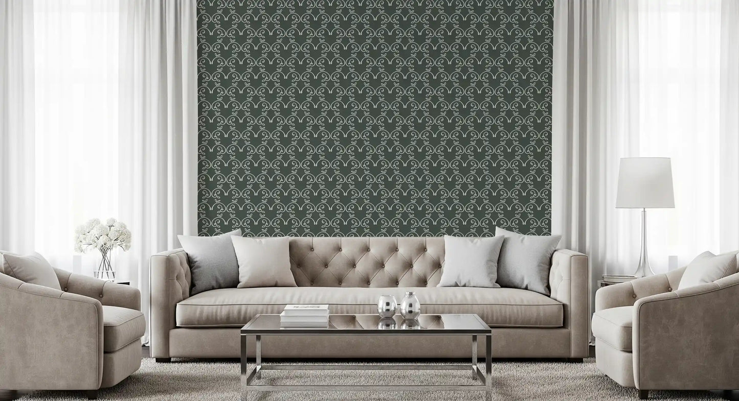 Sage Green Organic Arch Pattern Wallpaper⁠