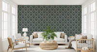 Sage Green Organic Arch Pattern Wallpaper⁠