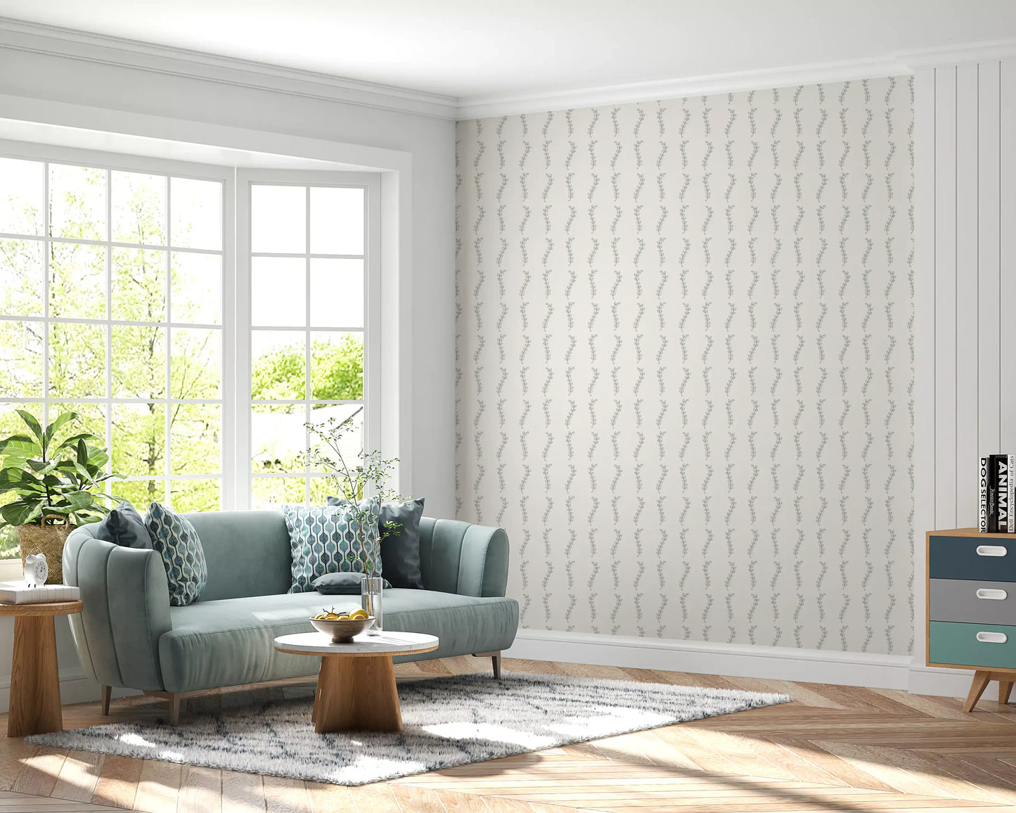 Minimalist Sage Leaf Sprigs Wallpaper⁠