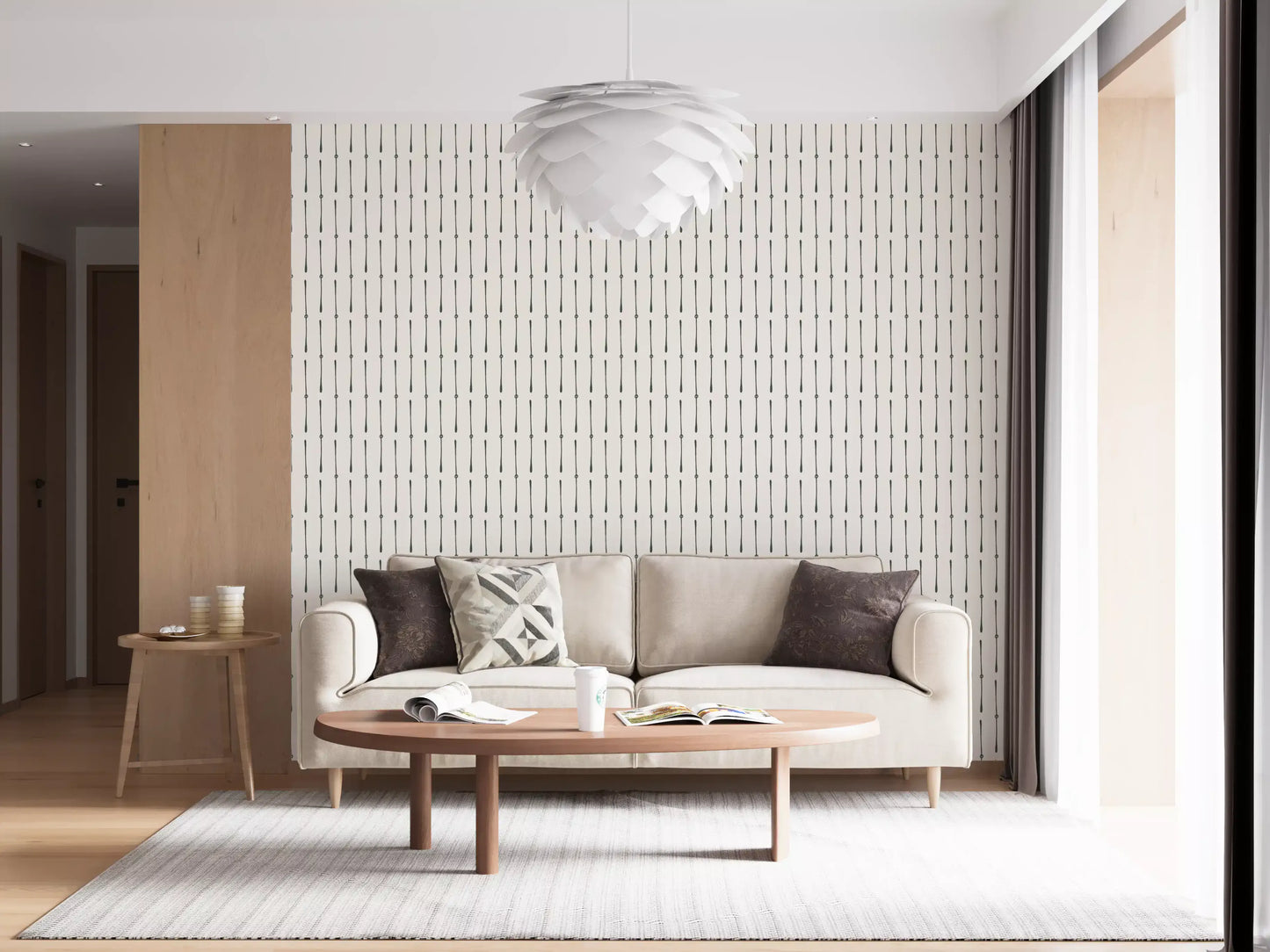 Modern Linear Spaced Strokes Pattern Wallpaper⁠