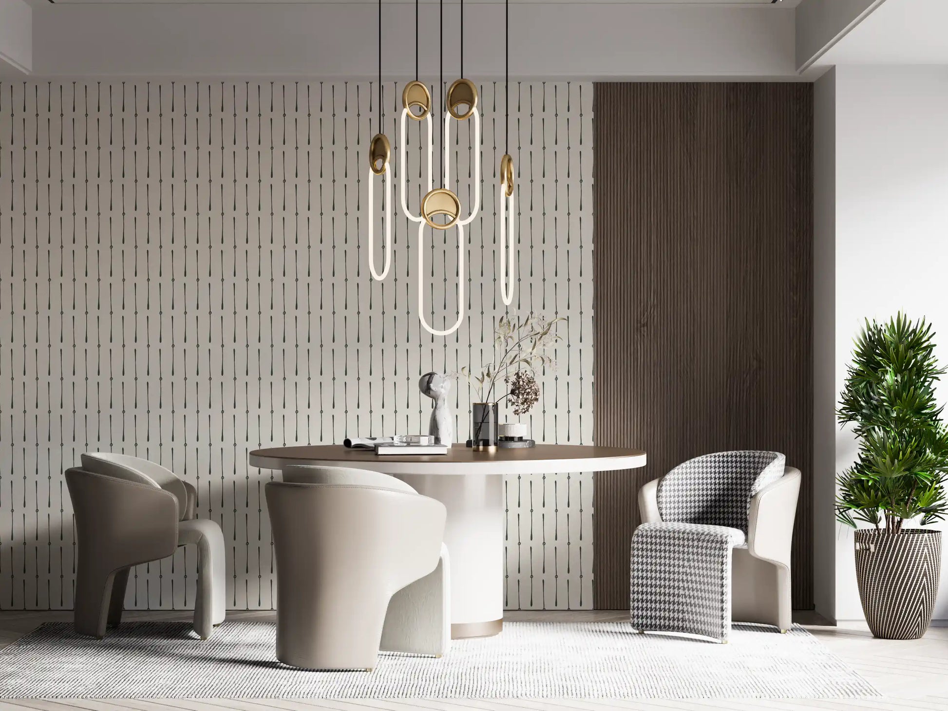 Modern Linear Spaced Strokes Pattern Wallpaper⁠