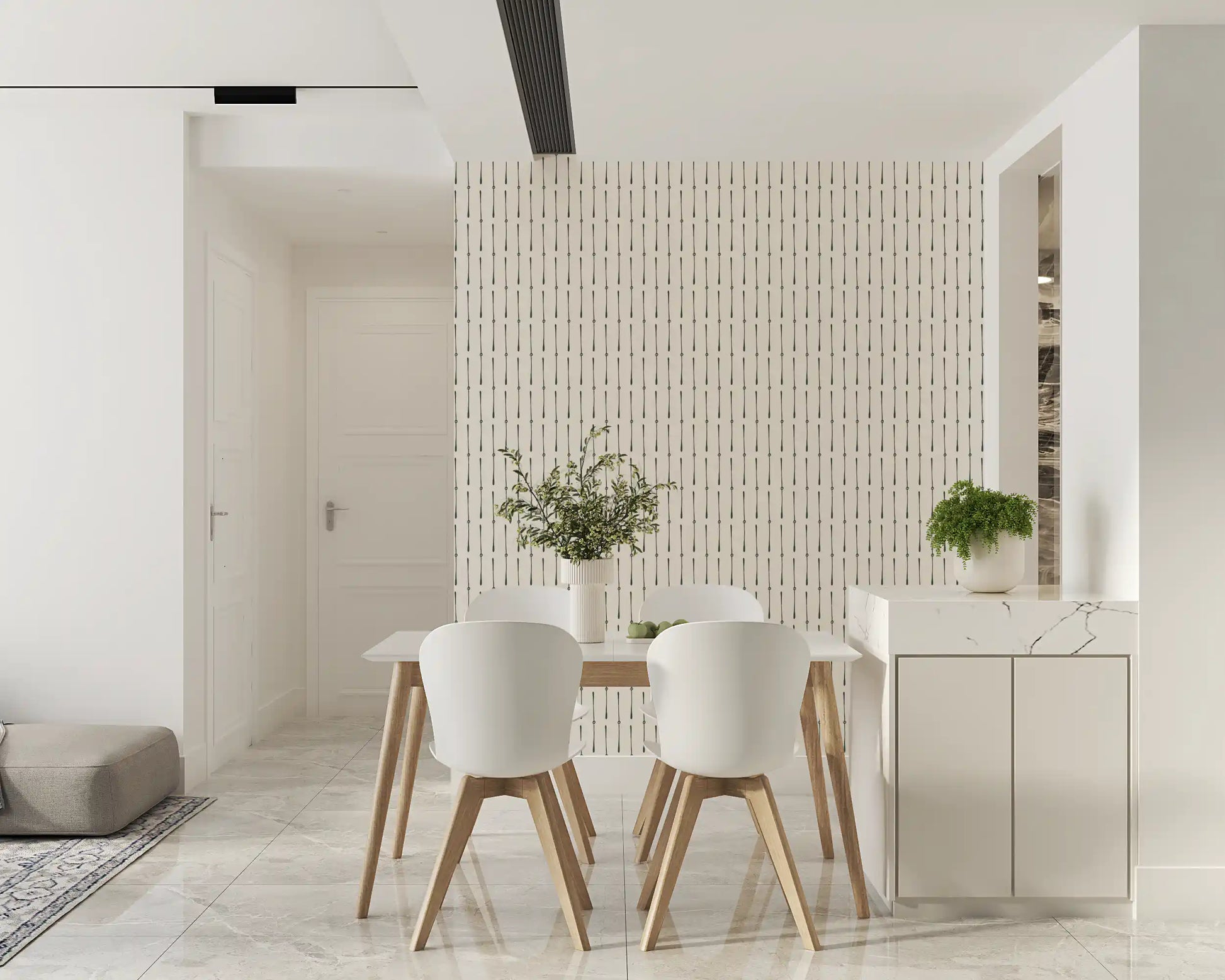 Modern Linear Spaced Strokes Pattern Wallpaper⁠