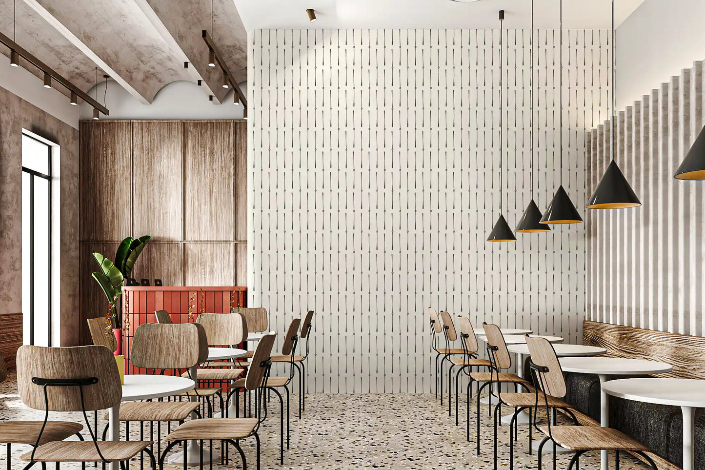 Modern Linear Spaced Strokes Pattern Wallpaper⁠