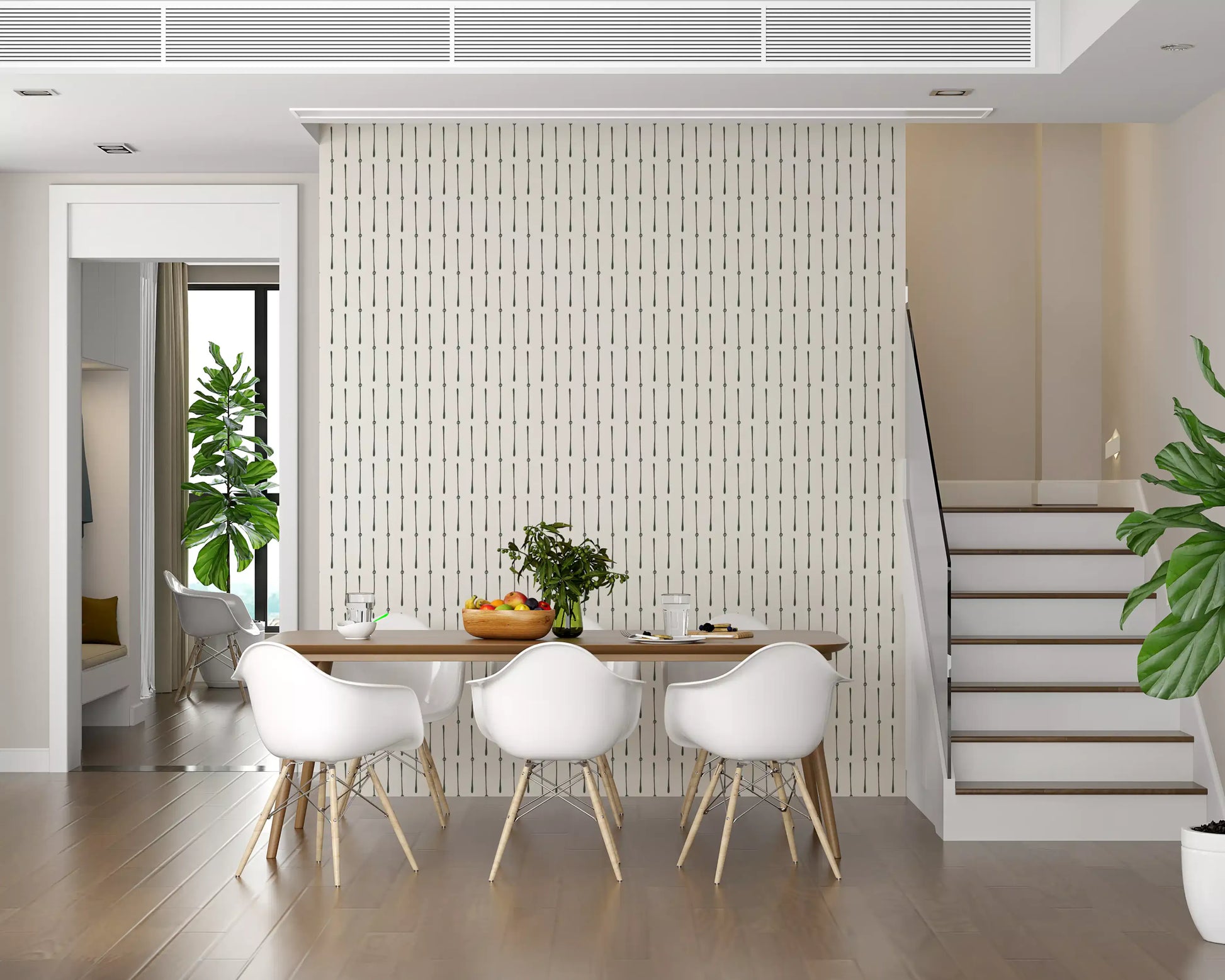 Modern Linear Spaced Strokes Pattern Wallpaper⁠