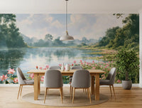 Pink Lotus Pond Landscape Wall Mural