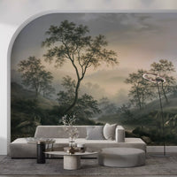 Misty River Valley Landscape Wall Mural