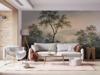 Misty River Valley Landscape Wall Mural