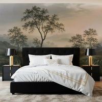 Misty River Valley Landscape Wall Mural