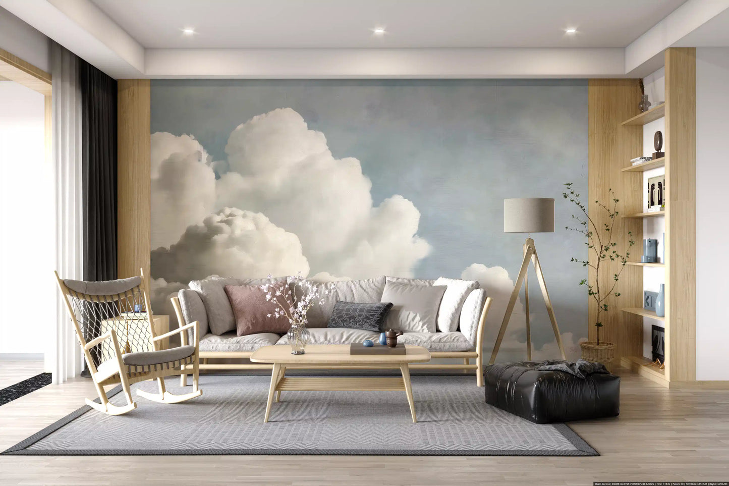 Dreamy Painted Clouds Wall Mural
