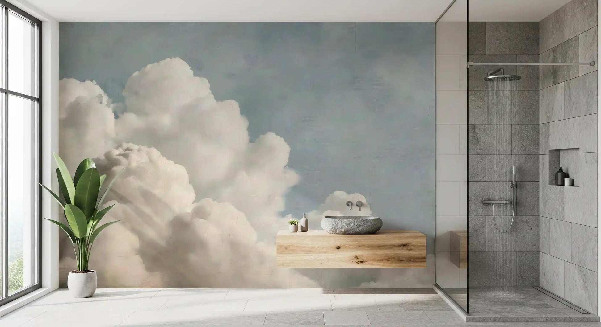 Dreamy Painted Clouds Wall Mural