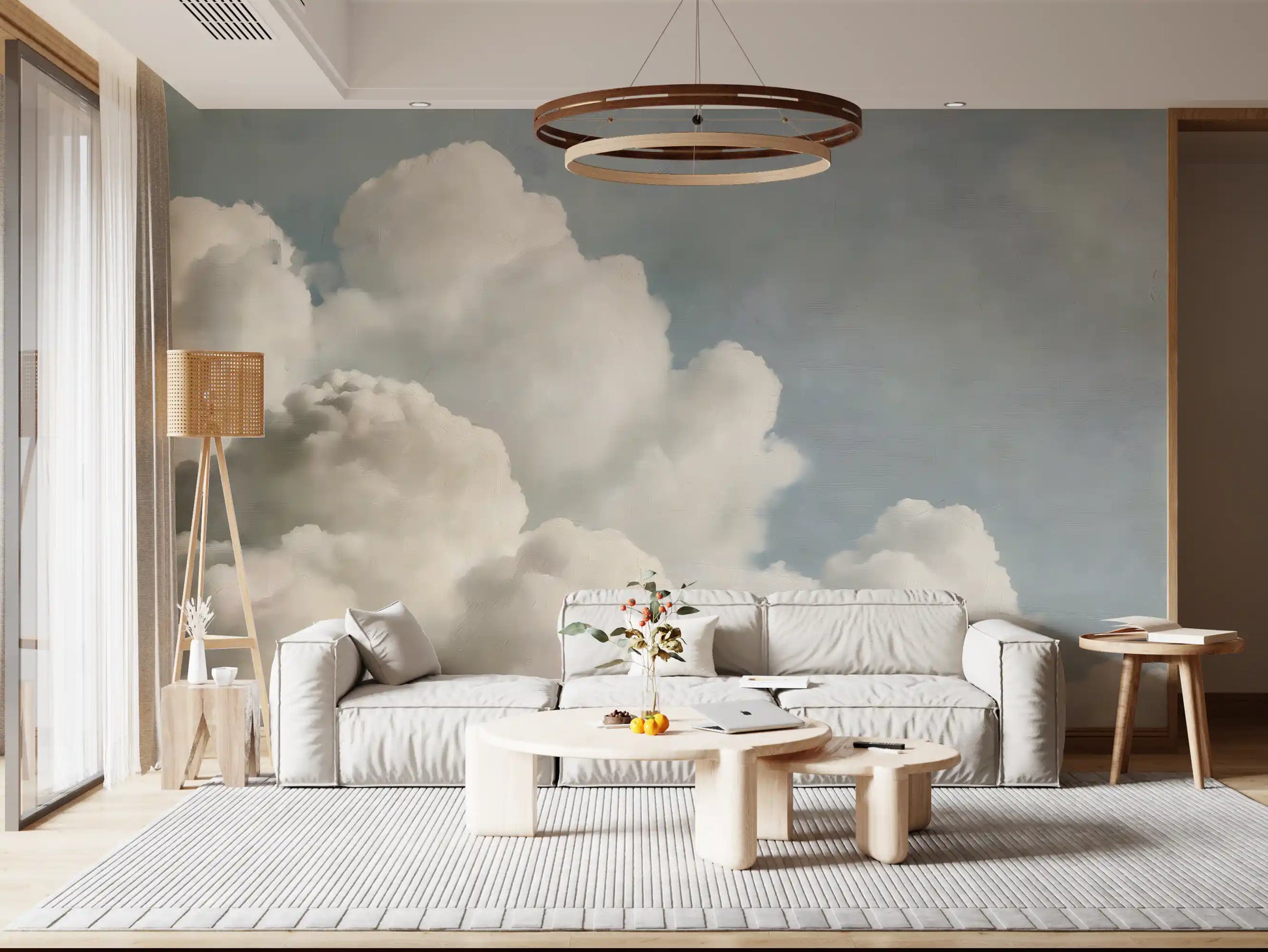 Dreamy Painted Clouds Wall Mural