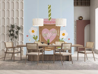Iced Coffee Heart Floral Illustration Wall Mural