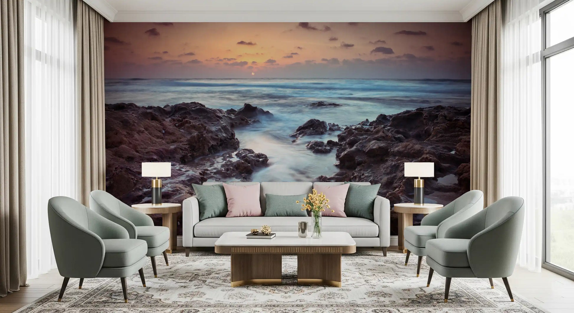 Rugged Shoreline at Dusk Wall Mural