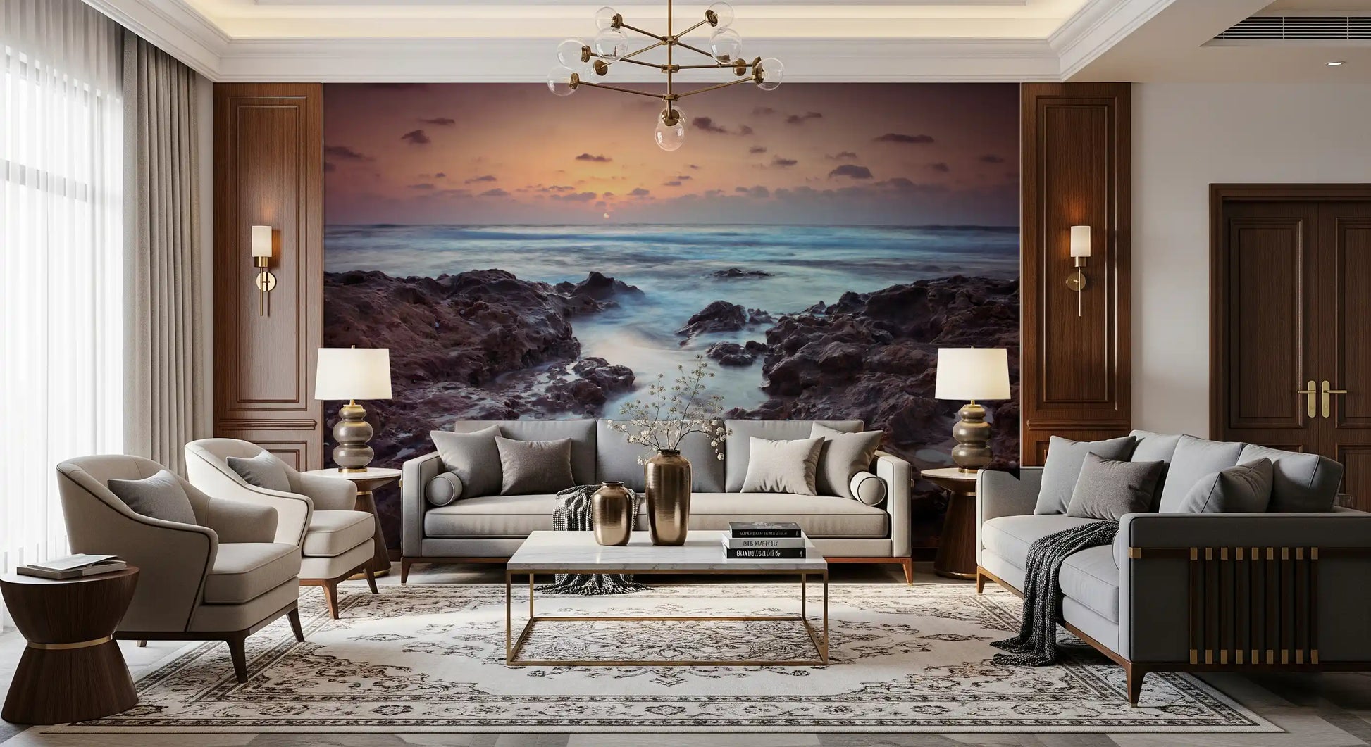 Rugged Shoreline at Dusk Wall Mural
