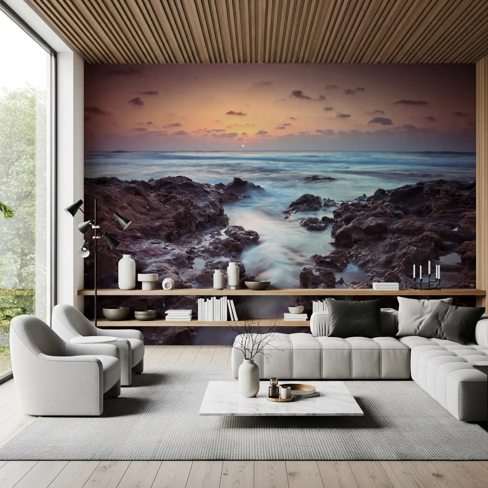 Rugged Shoreline at Dusk Wall Mural