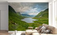 Alpine Lake and Valley Horizon Wall Mural