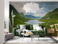 Alpine Lake and Valley Horizon Wall Mural