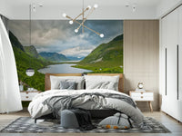 Alpine Lake and Valley Horizon Wall Mural