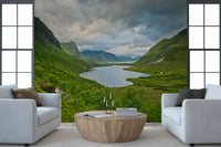 Alpine Lake and Valley Horizon Wall Mural
