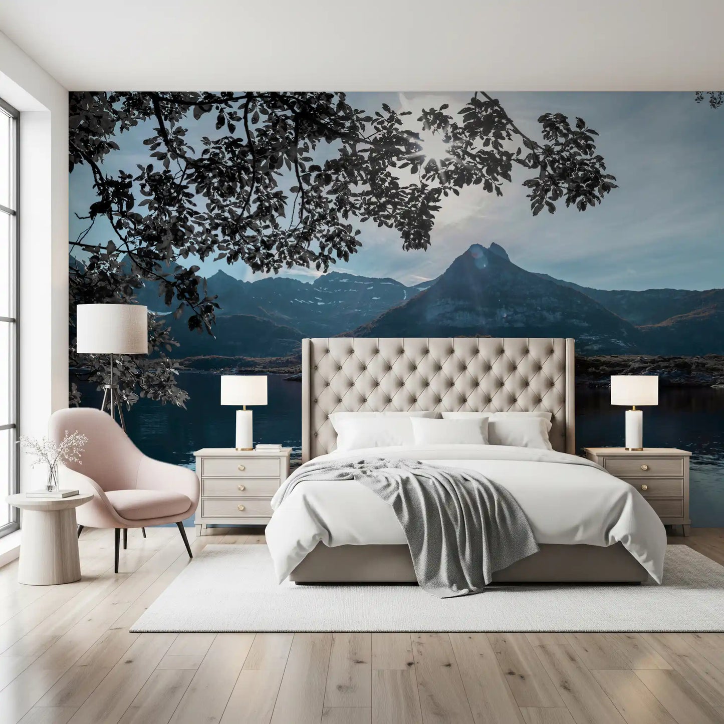 Arctic Sunlit Alpine Reflection Wall Mural