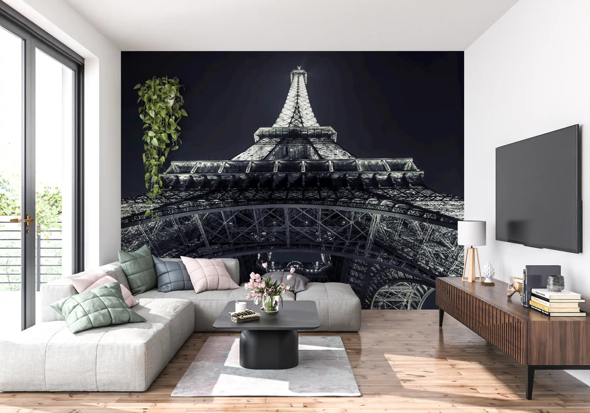 Industrial Geometric Ironwork Silhouette Wall Mural