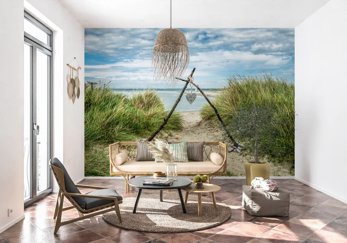 Serene Dune Path with Romantic Heart Wall Mural