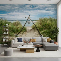 Serene Dune Path with Romantic Heart Wall Mural