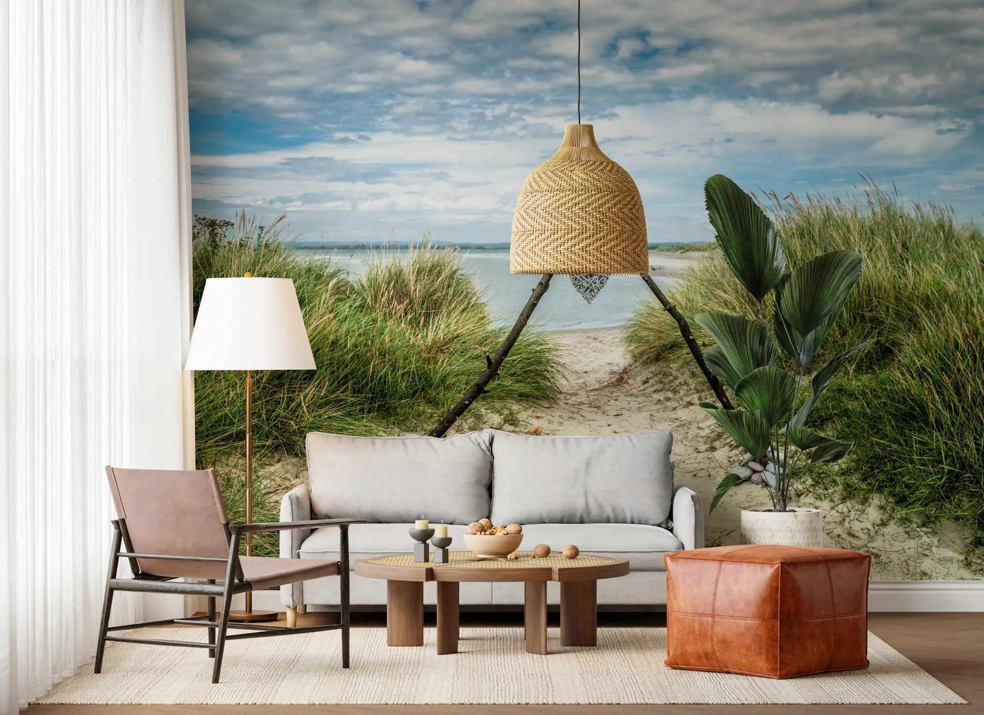 Serene Dune Path with Romantic Heart Wall Mural