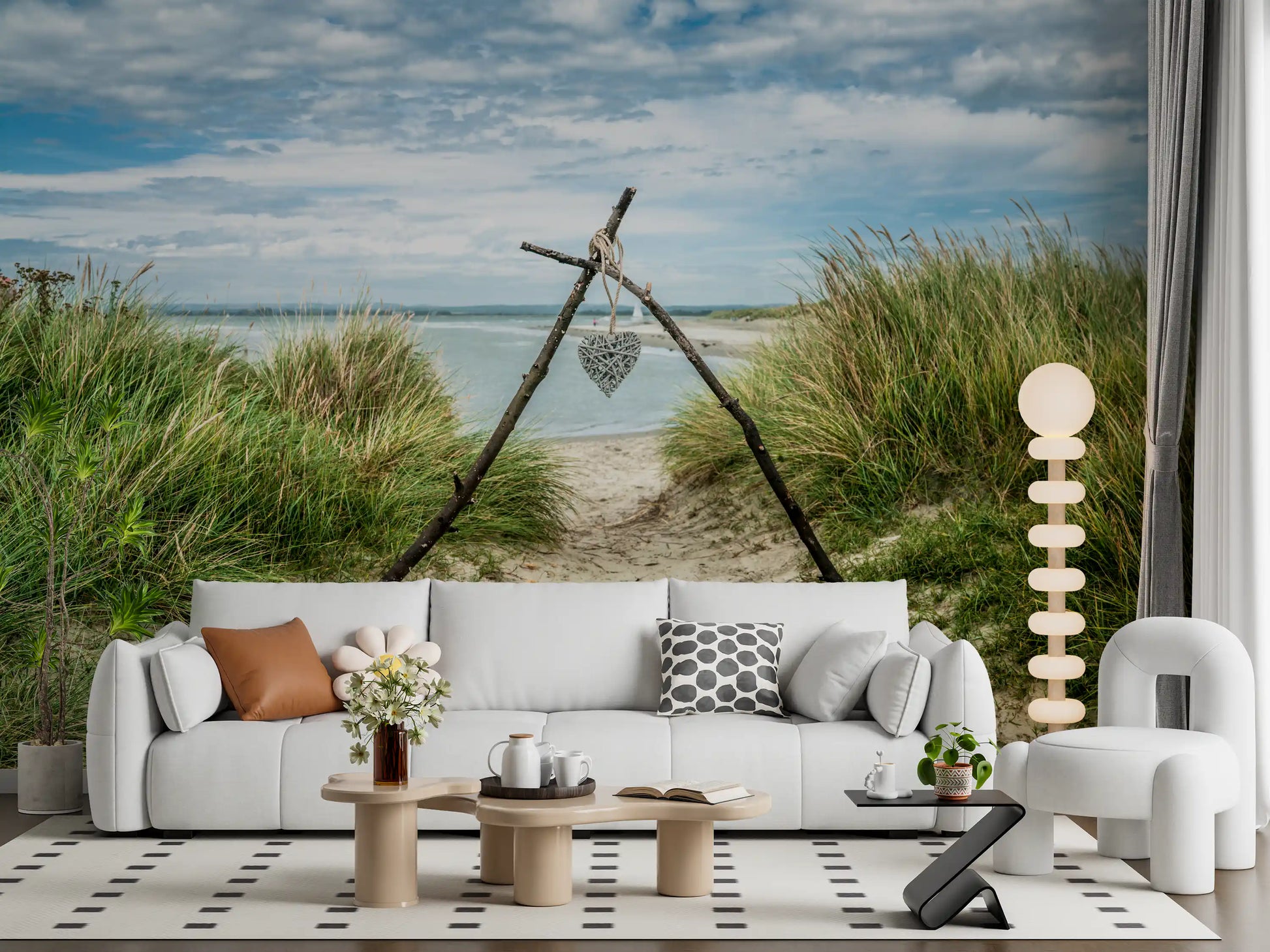 Serene Dune Path with Romantic Heart Wall Mural