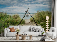 Serene Dune Path with Romantic Heart Wall Mural