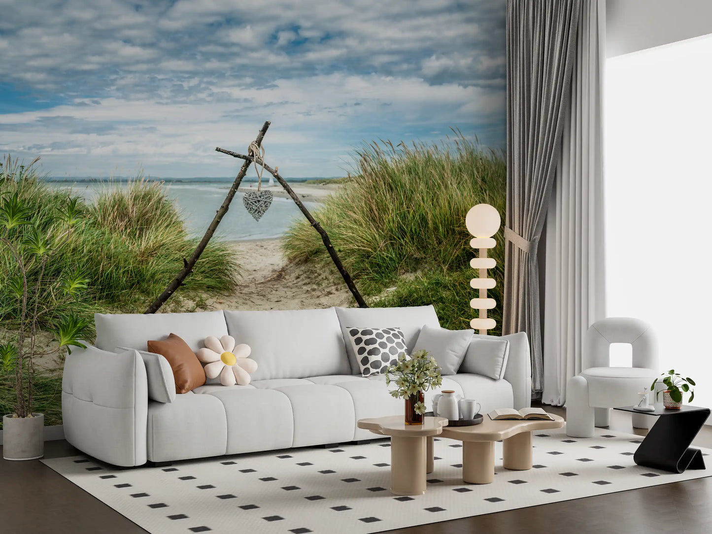 Serene Dune Path with Romantic Heart Wall Mural
