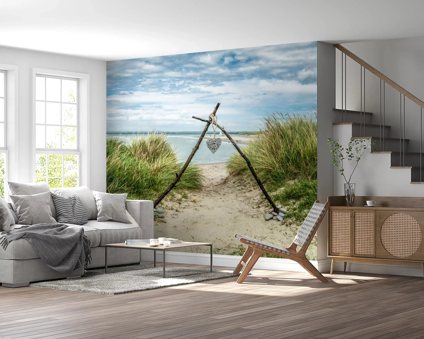 Serene Dune Path with Romantic Heart Wall Mural