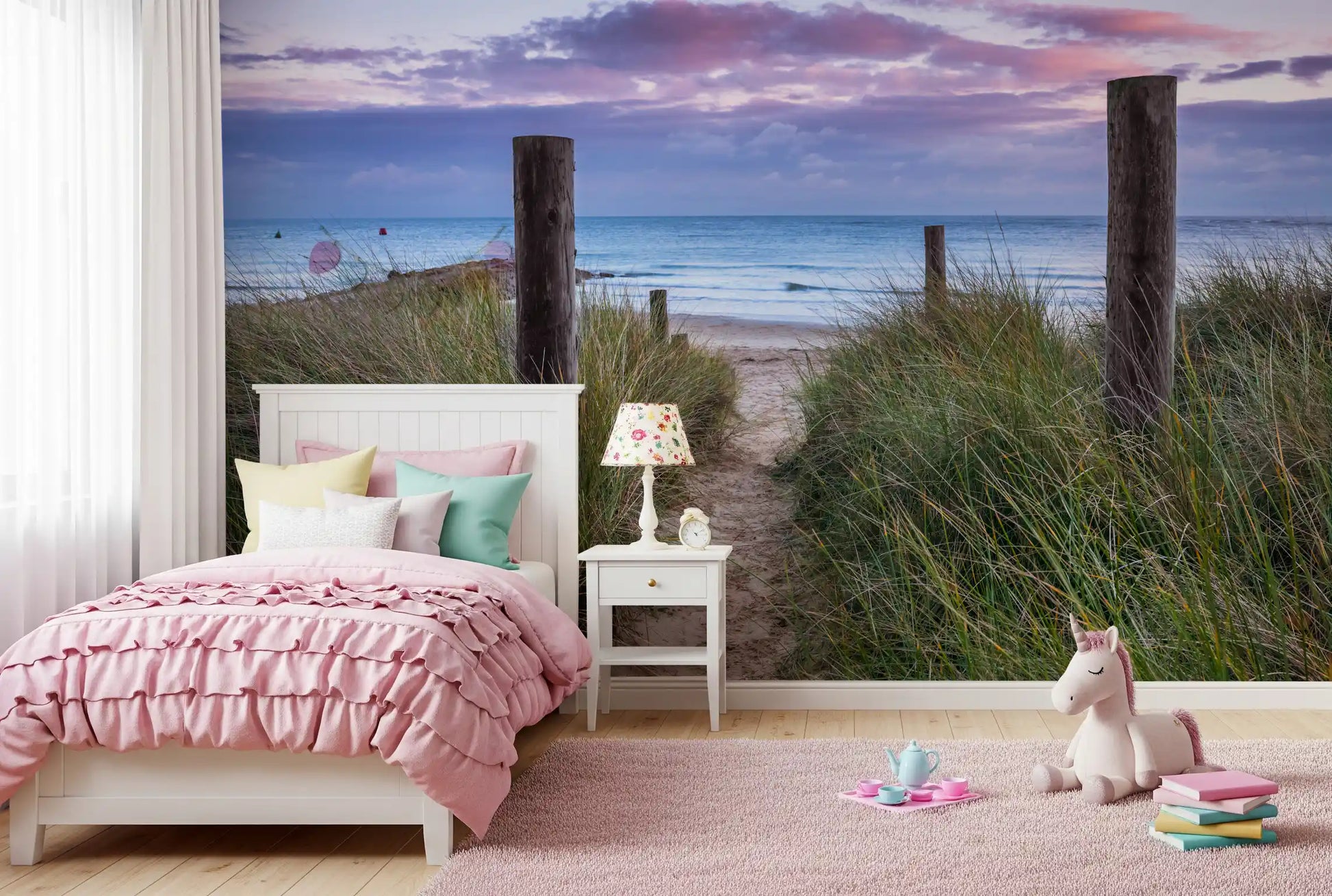 Coastal Grasses and Seascape Wall Mural