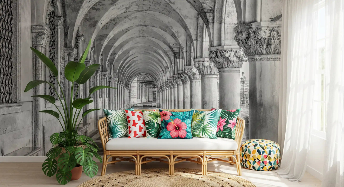 Italian Stone Corridor Perspective Wall Mural