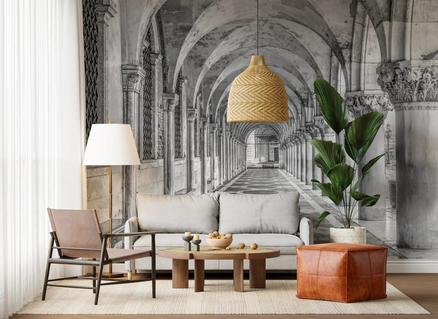 Italian Stone Corridor Perspective Wall Mural