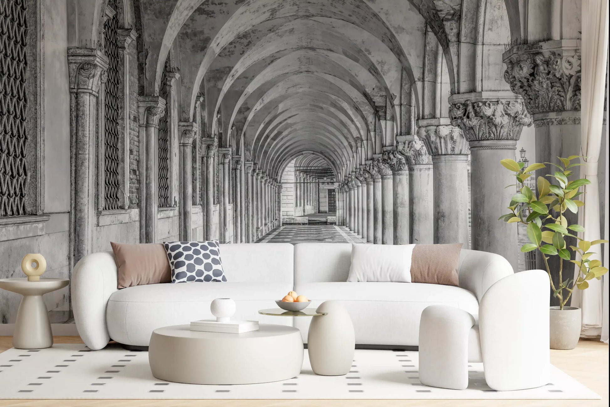Italian Stone Corridor Perspective Wall Mural