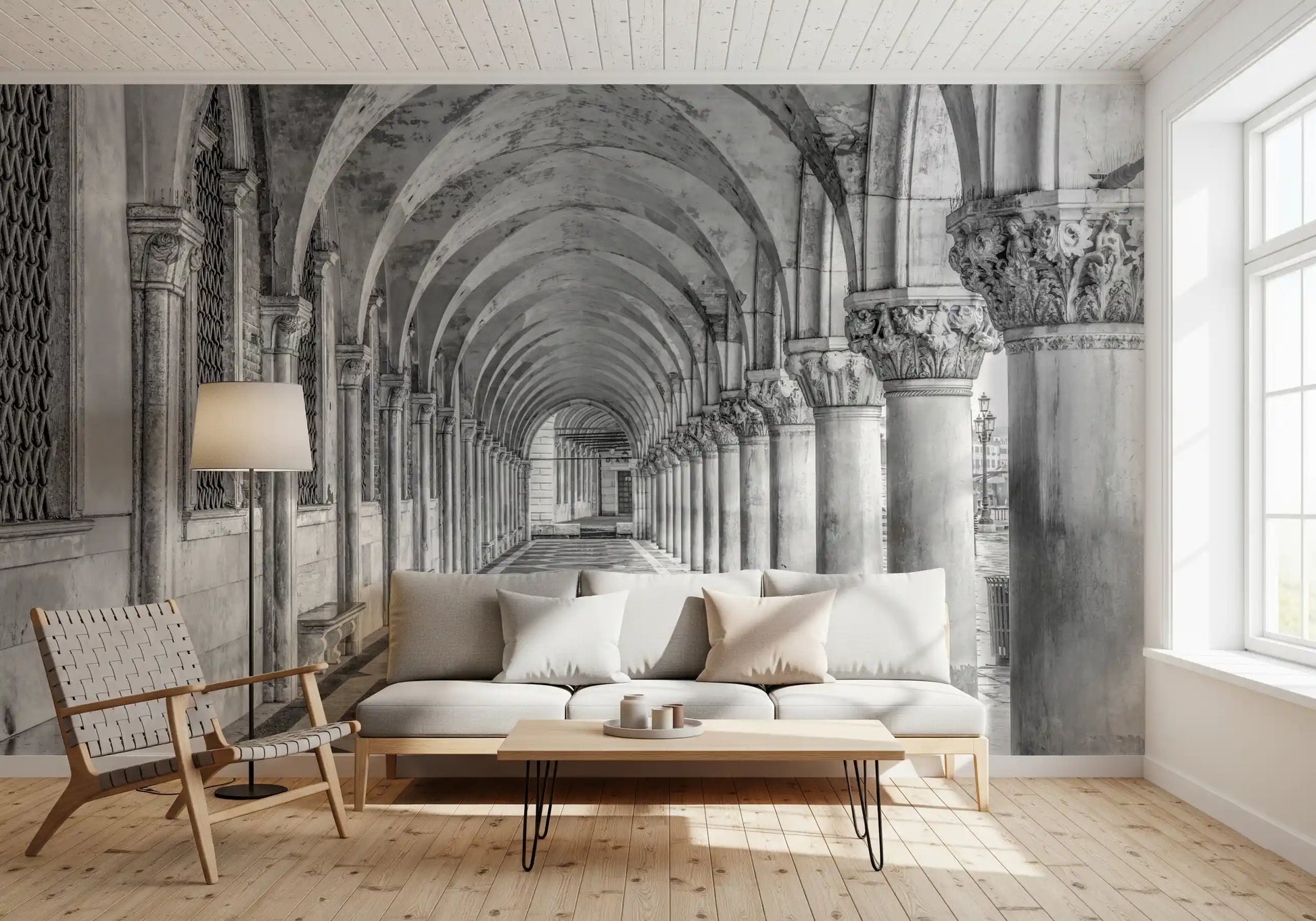Italian Stone Corridor Perspective Wall Mural