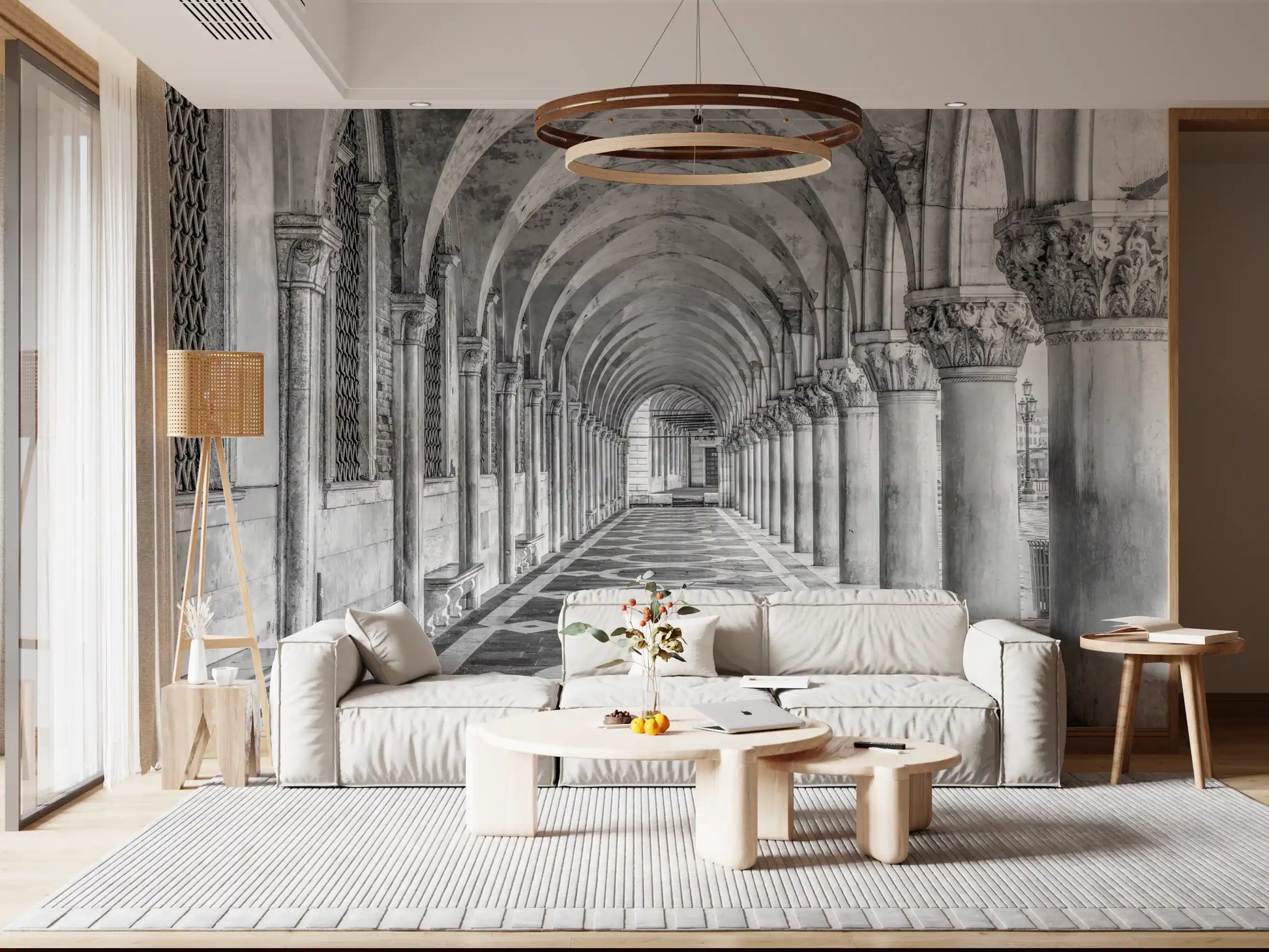 Italian Stone Corridor Perspective Wall Mural